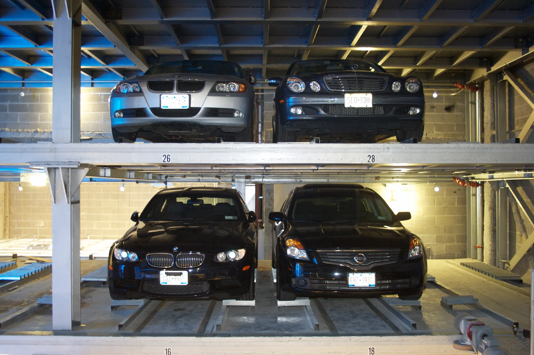 Five-level racking structure, One York automated parking
