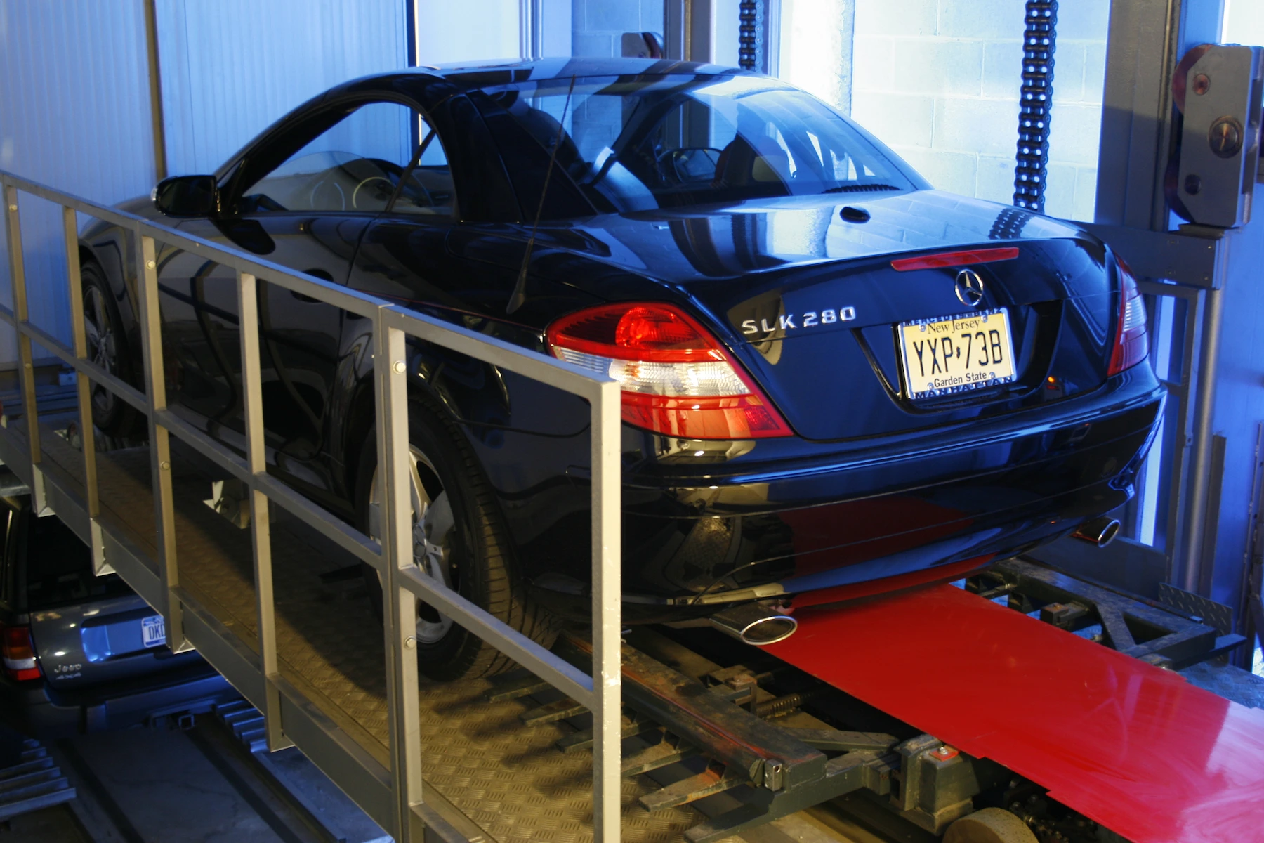 Rack and Rail shuttle device transporting vehicle, One York