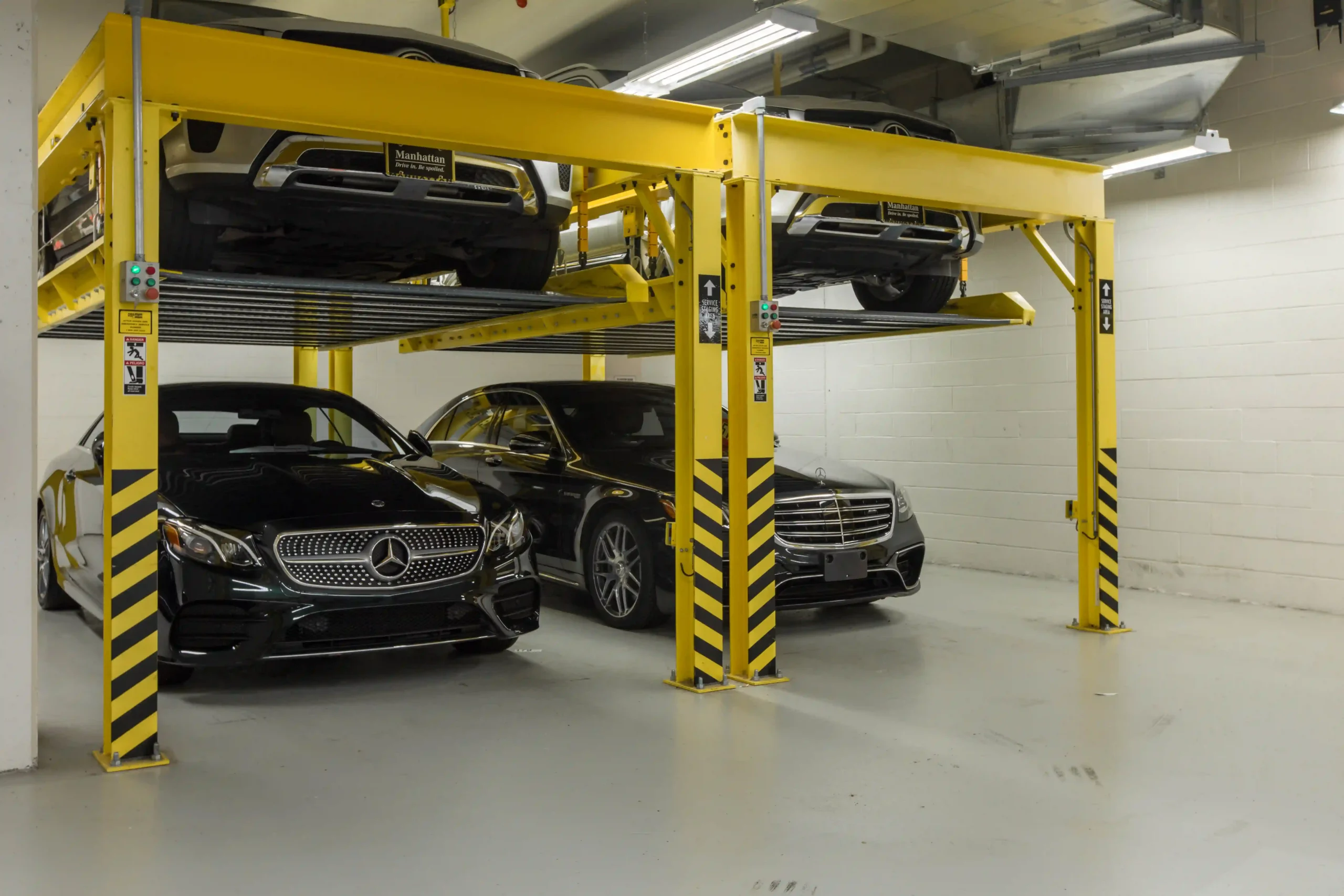 SP100 Suspended Platform parking system at Mercedes-Benz Manhattan