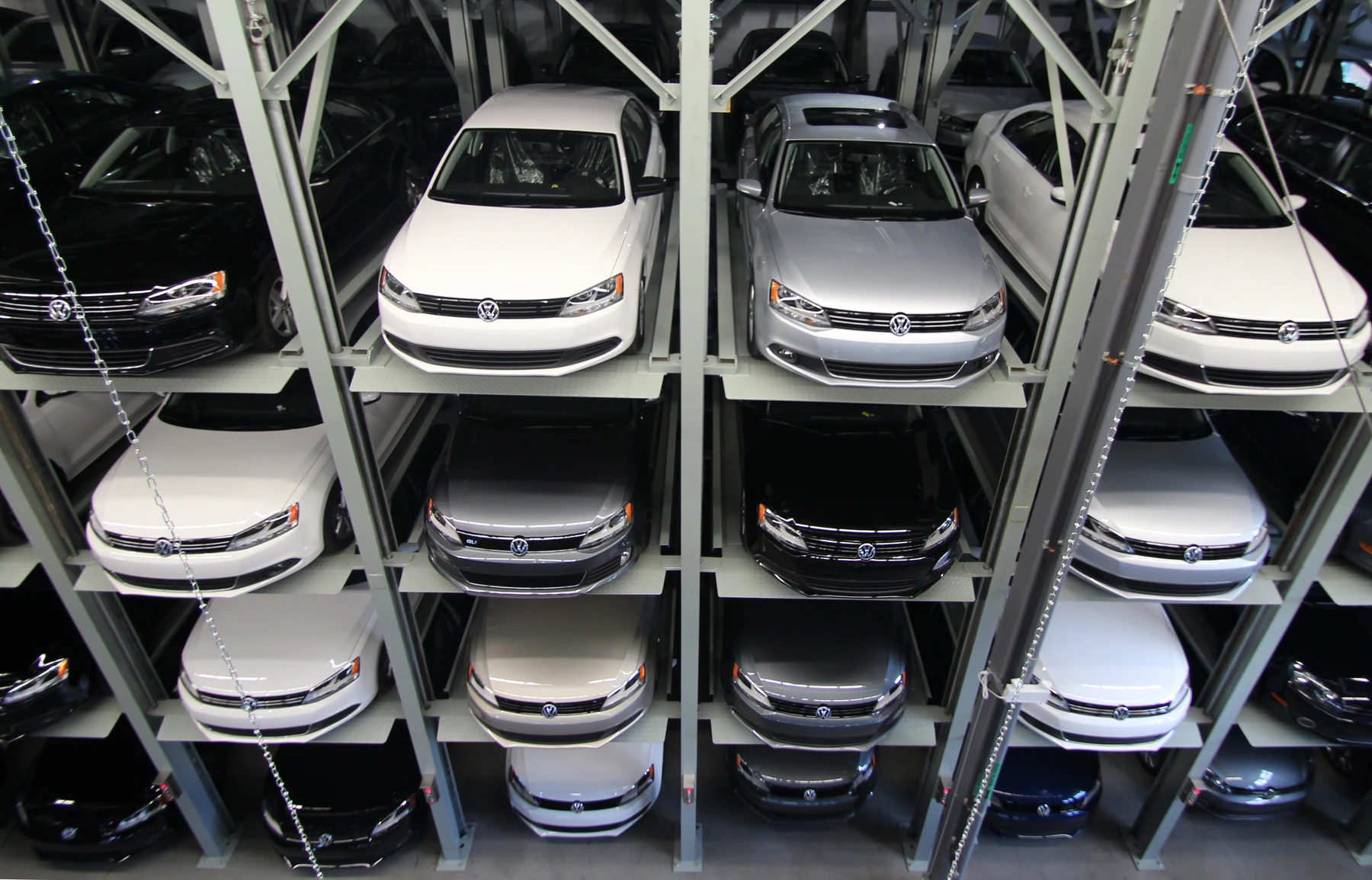 QP1000 Quad Stacker installed at Volkswagen Montreal — dealership inventory system