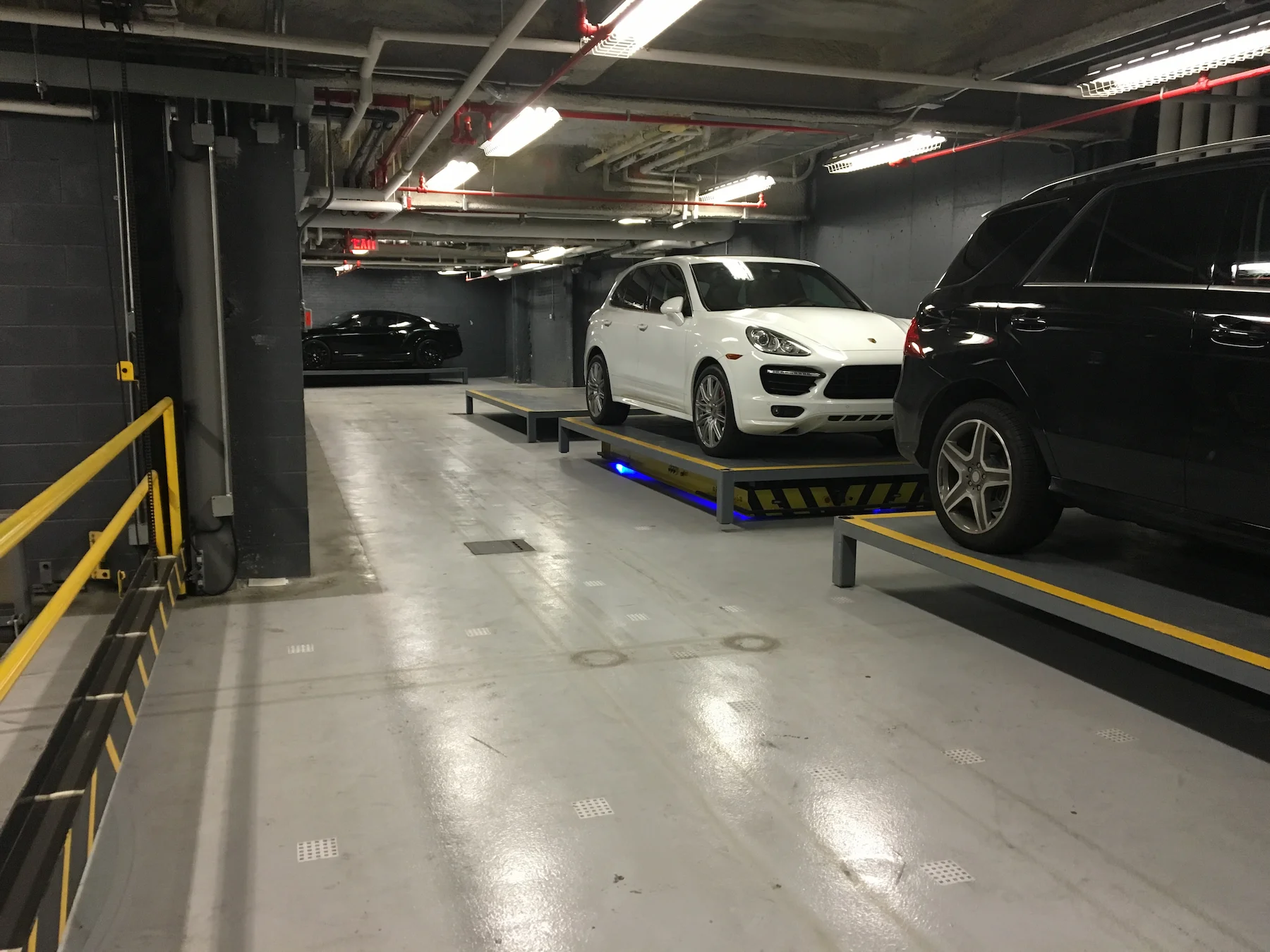 Automated parking level interior, Greenwich Village condominium