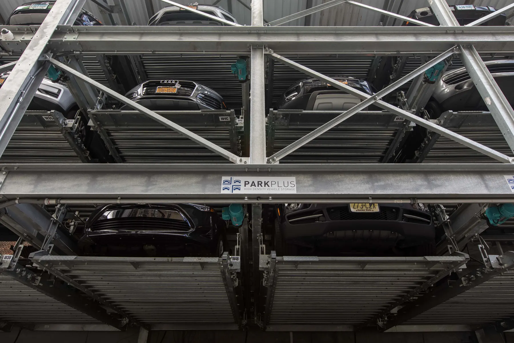 4-High Lift-Slide Puzzle Parking System at 11 W 28th St, Manhattan — dual module layout