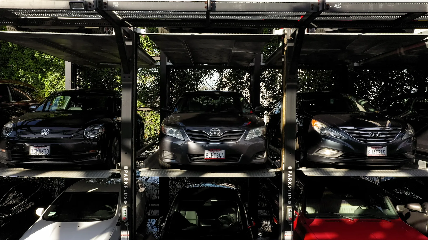 ParkPlus TP500 Triple Stacker parking lifts at Hyperloop Campus, Los Angeles CA