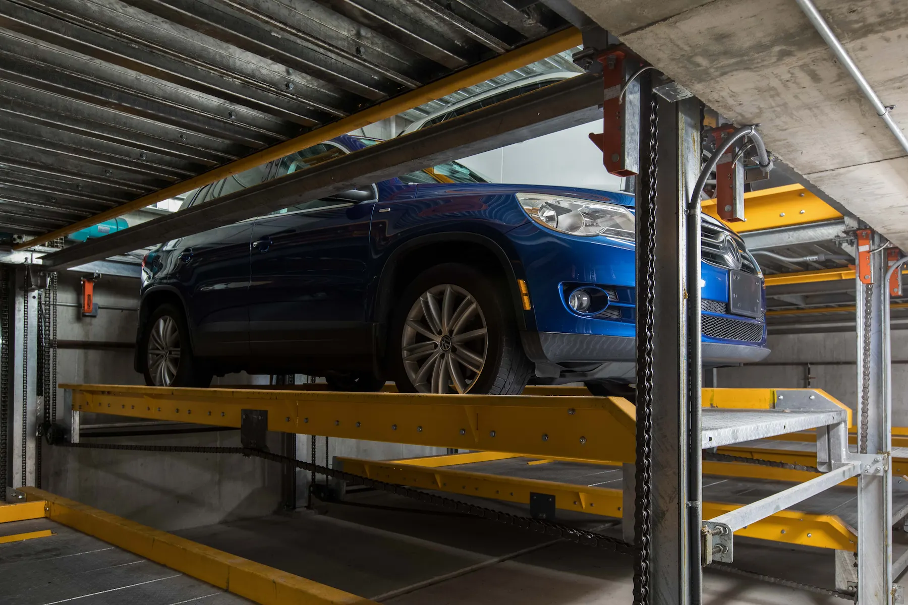 Lift-Slide Puzzle Parking System at 6080 Collins Beach House, Miami Beach — hotel exterior