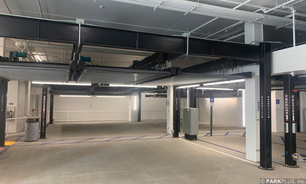 Parking lifts installed at West Hollywood Park and Aquatics Center, West Hollywood CA