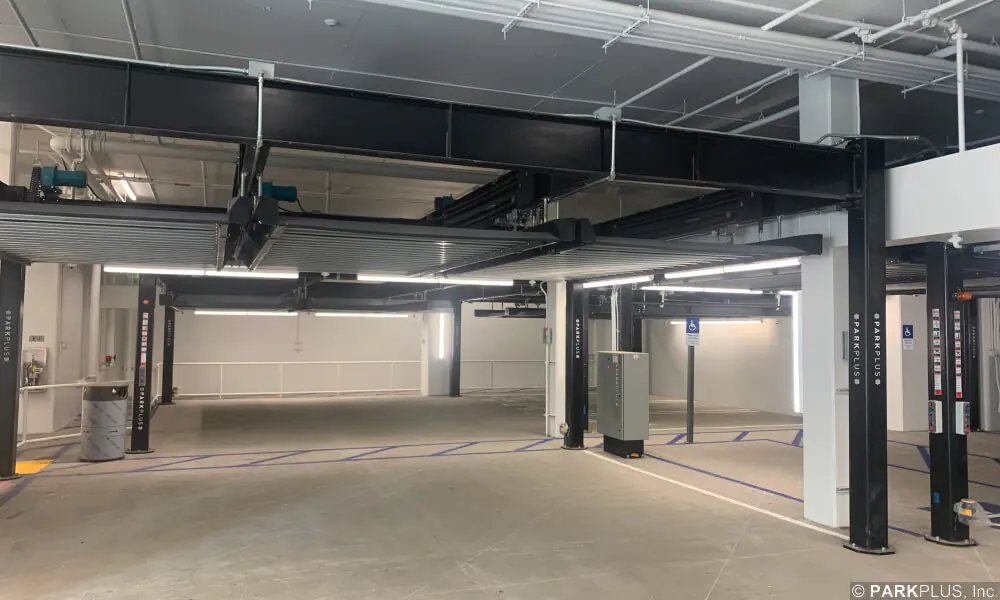 Parking lifts installed at West Hollywood Park and Aquatics Center, West Hollywood CA