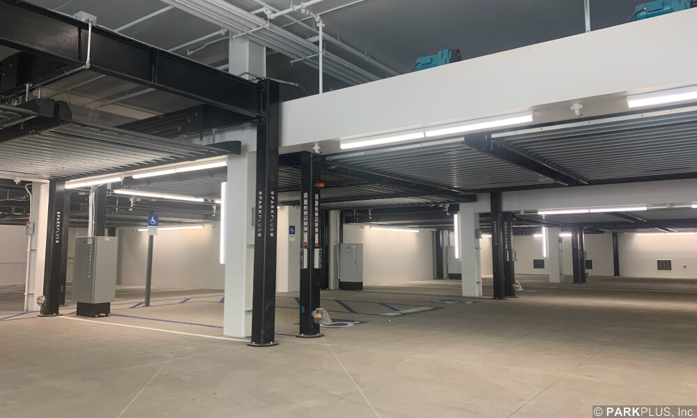 Parking lifts installed at West Hollywood Park and Aquatics Center, West Hollywood CA