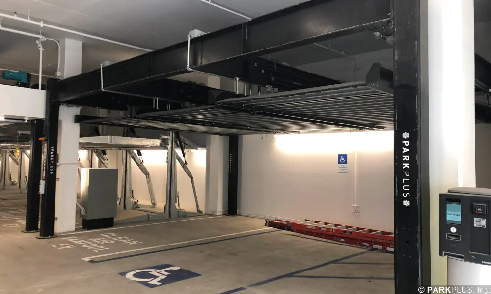 Parking lifts installed at West Hollywood Park and Aquatics Center, West Hollywood CA