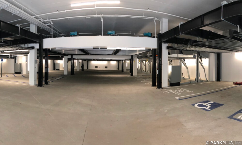 Parking lifts installed at West Hollywood Park and Aquatics Center, West Hollywood CA