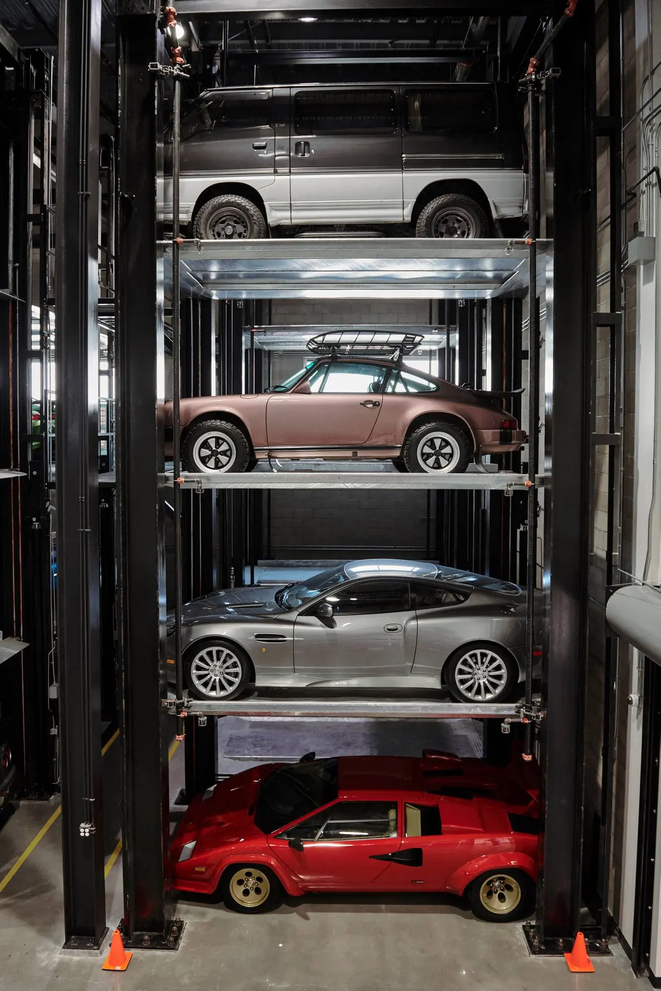 ParkPlus QP1000 Quad Stacker parking lift at Westside Car Collectors Storage, Los Angeles CA