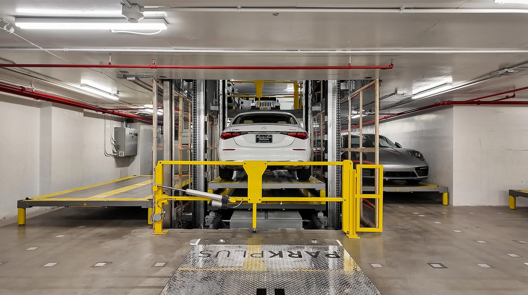 AGV Automated Parking System at 200 E 83rd Street, Manhattan — subterranean grid